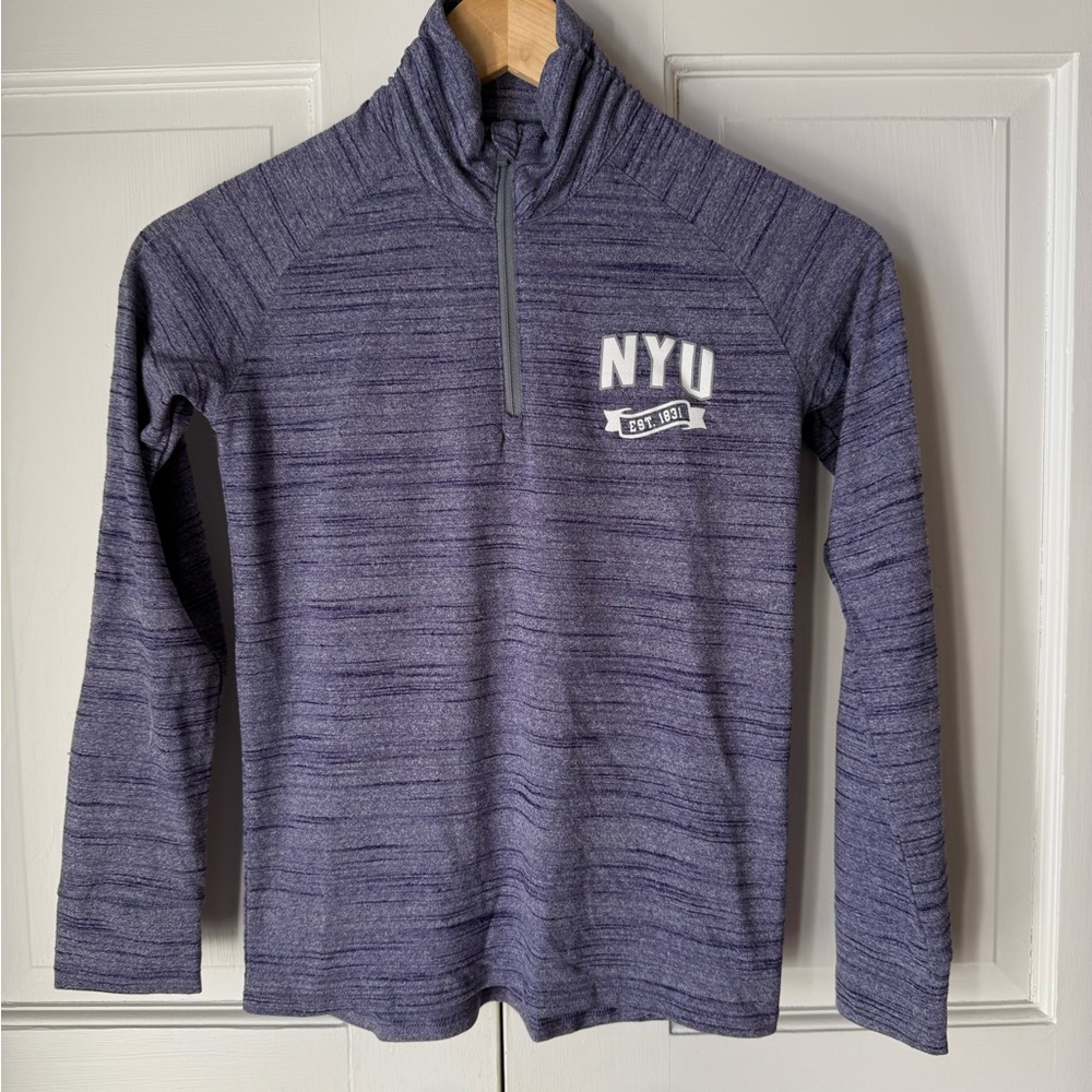 NYU Kids Heathered Purple Quarter-zip Sweater